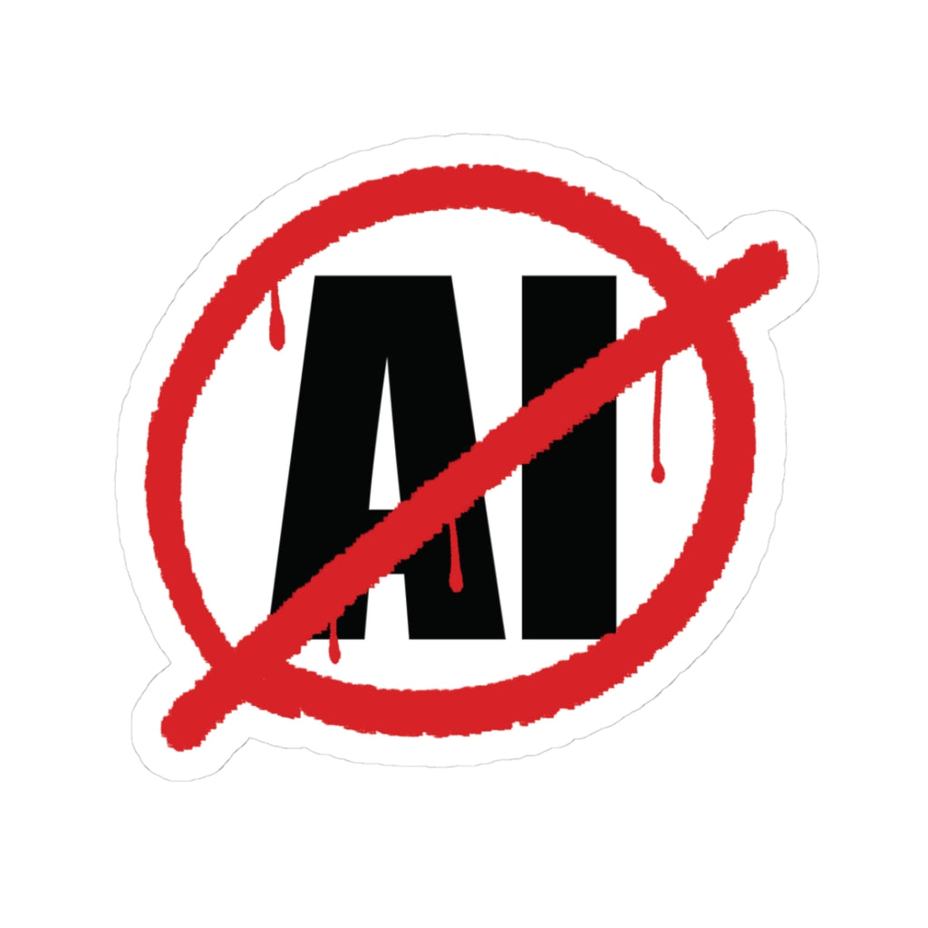 Anti-AI Kiss-Cut Sticker — No AI Symbol with Red Slash (Laptop Decal)